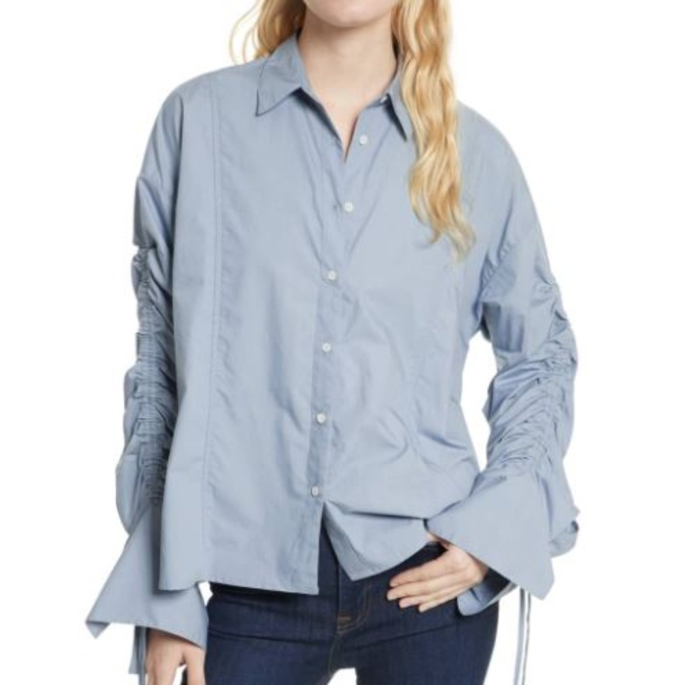 Free People Brown Eyed Girl Poplin Blouse Woven